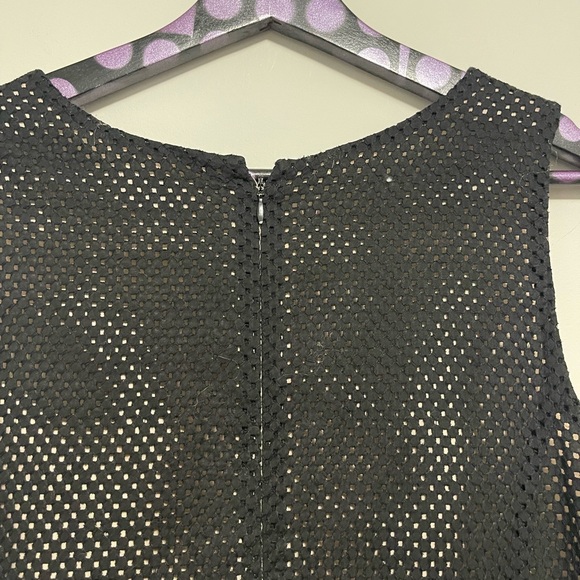 Ann Taylor LOFT Black Eyelet Lace Sheath A-Line Dress Tan Lining Size 10 - Picture 5 of 6